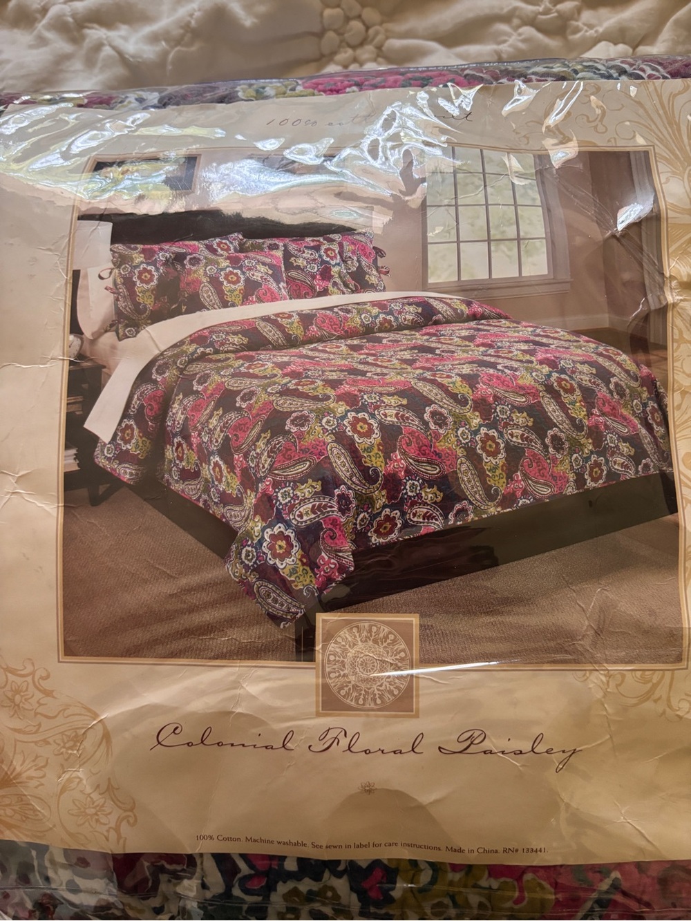 Twin Paisley Quilted Bedspread - Pink, Green & Purple